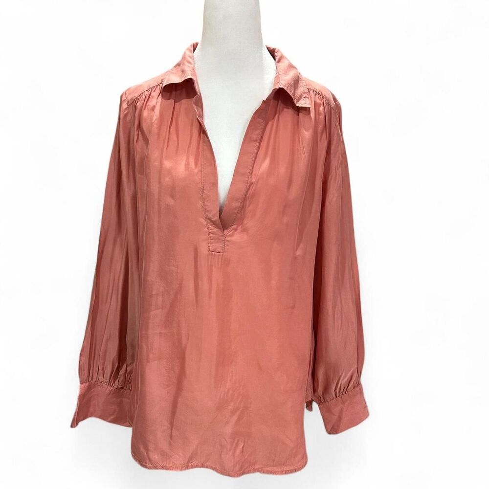 J.Crew Eco Cupro Collared V-Neck Popover Tunic Top